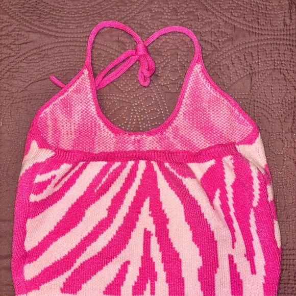 Pink Zebra Print Halter Top - Picture 2 of 3